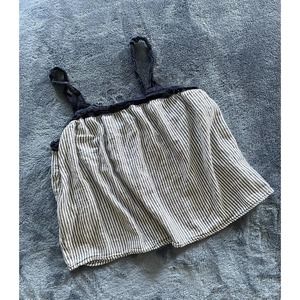 Aerie Womems‎ Cami Blue/White Striped Top W/ Lace Size Small